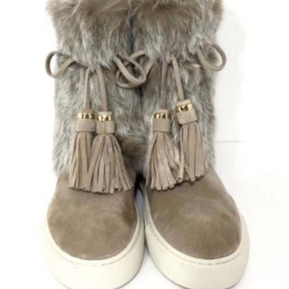 Tory Burch Angelica Real RabbitFur Tassel Boots Natural Size 10 $395 Retail A577 - Picture 3 of 7